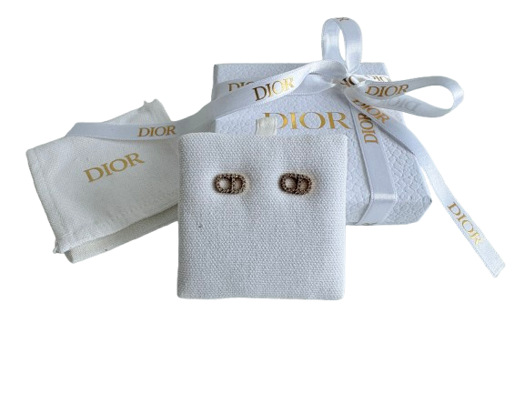 Christian Dior Metallic Petit Cd Stud Earrings