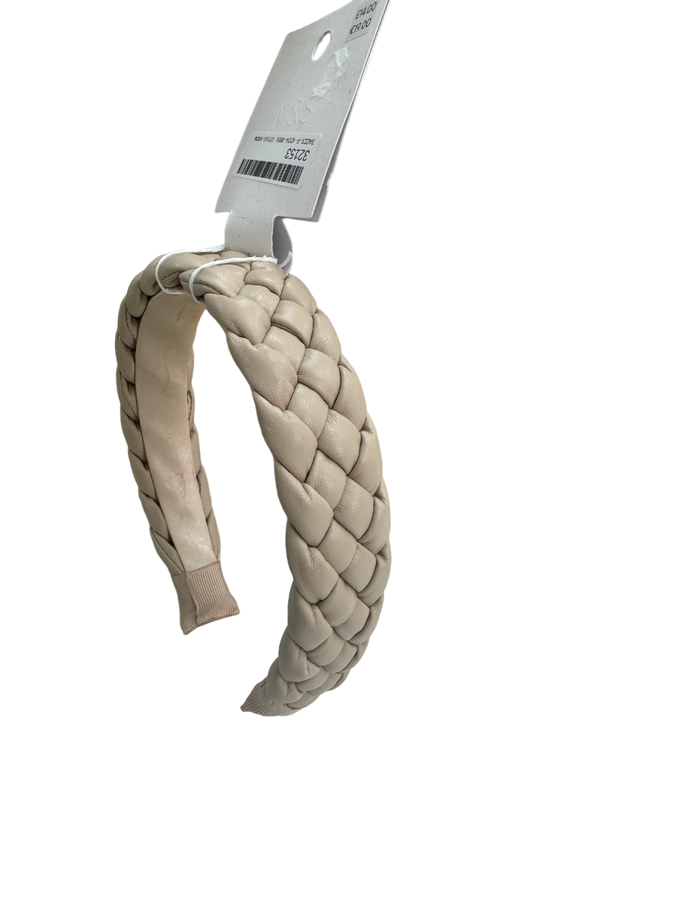 M&S Beige Faux leather Braided Headband One Size