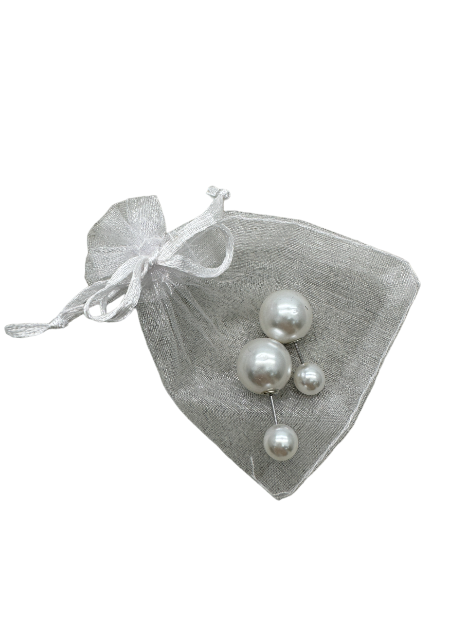 Double Pearl Tribal stud Earrings in tulle gift bag