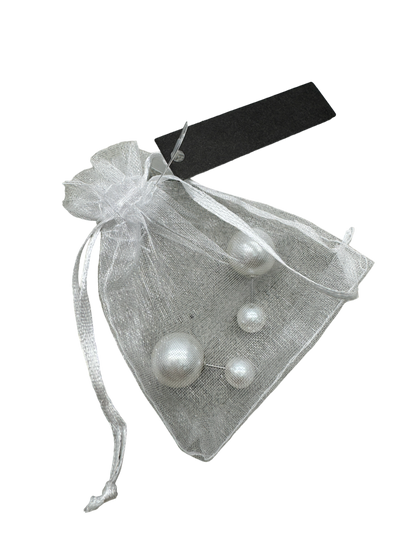 Double Pearl Tribal stud Earrings in tulle gift bag