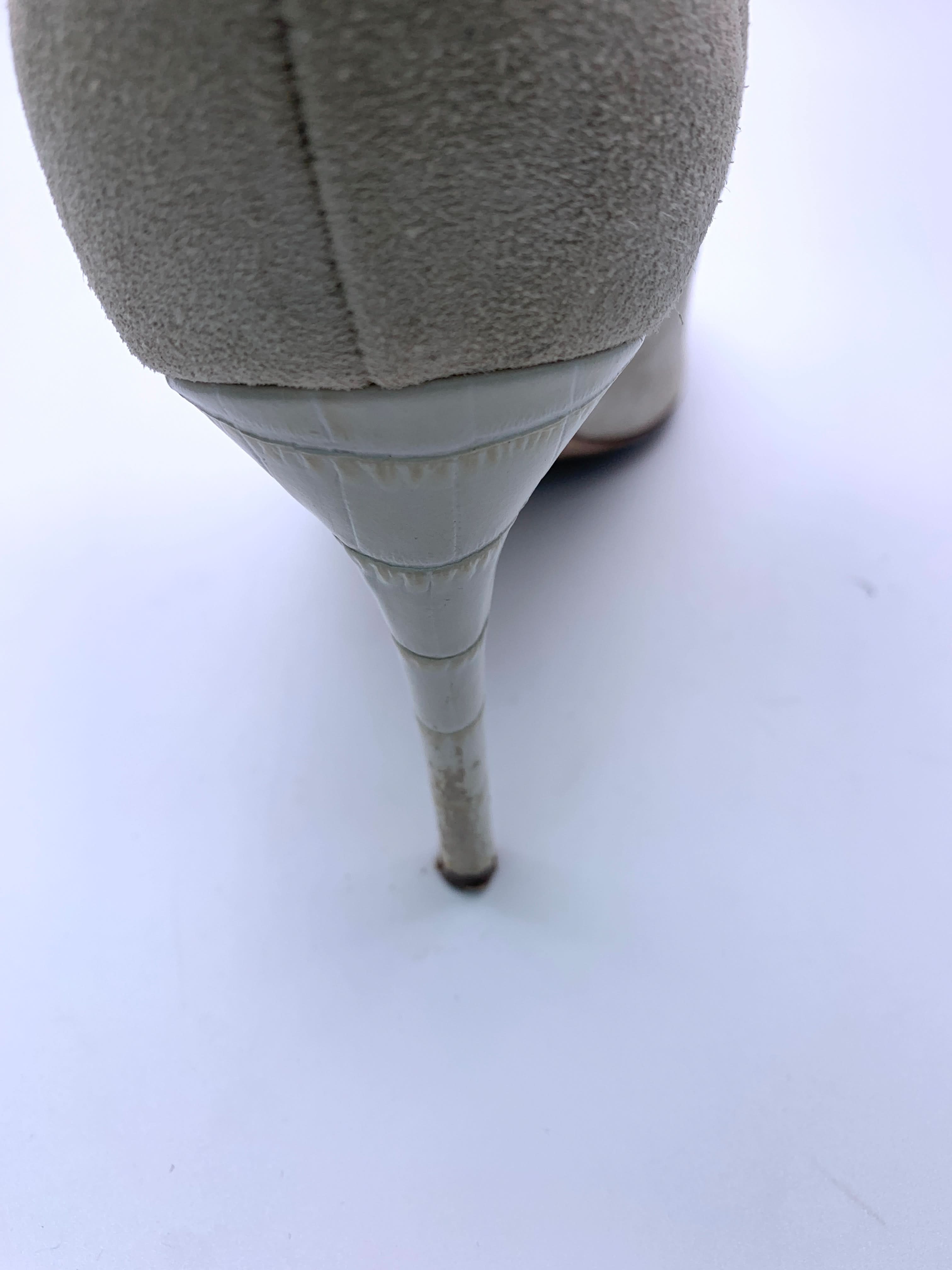 Paris Texas Beige Slouchy Suede Heeled Ankle Boots UK 7 EU 40 👠