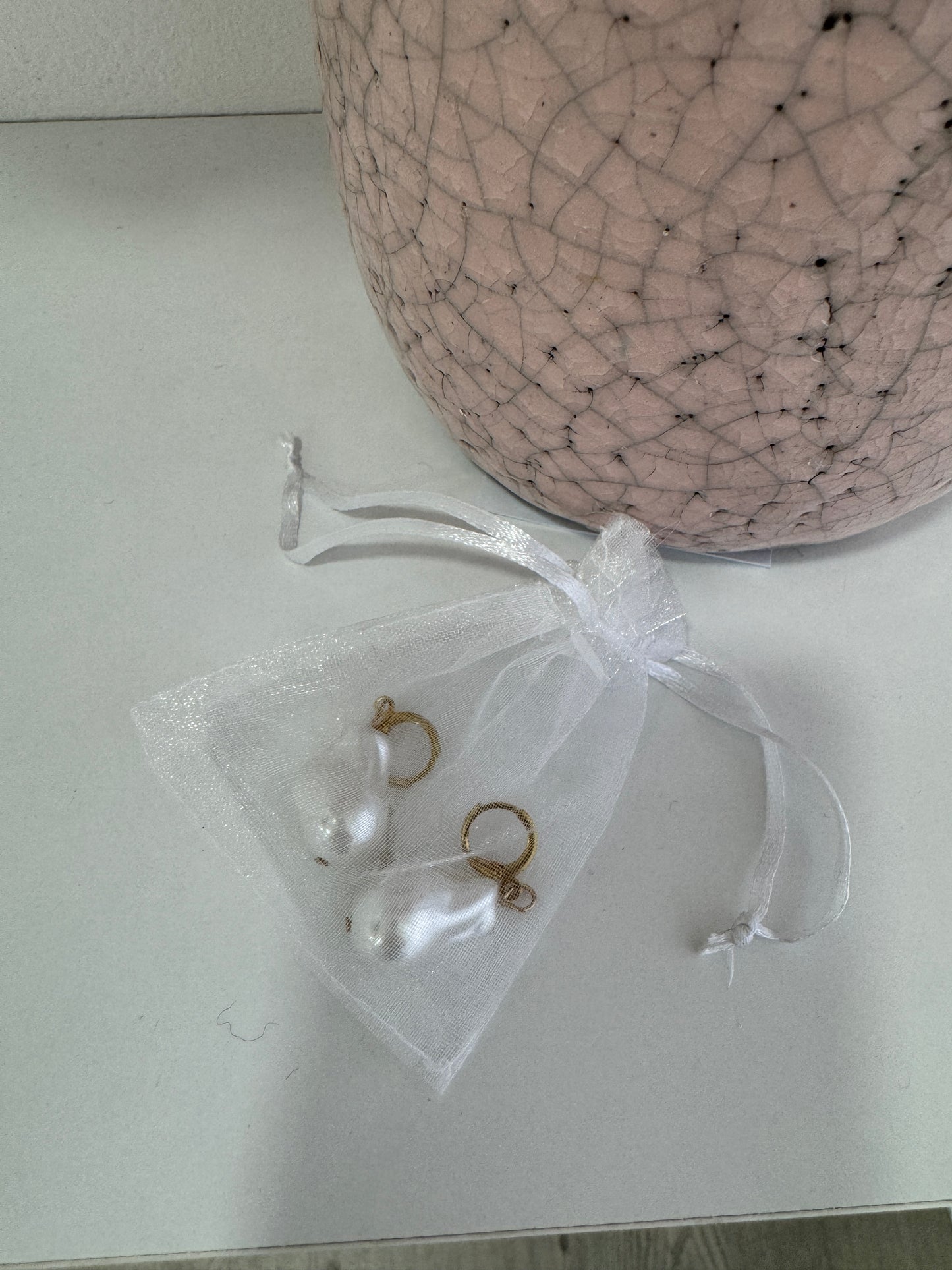 Ivory Gold/baroque Pearl Drop Earrings in tulle gift bag