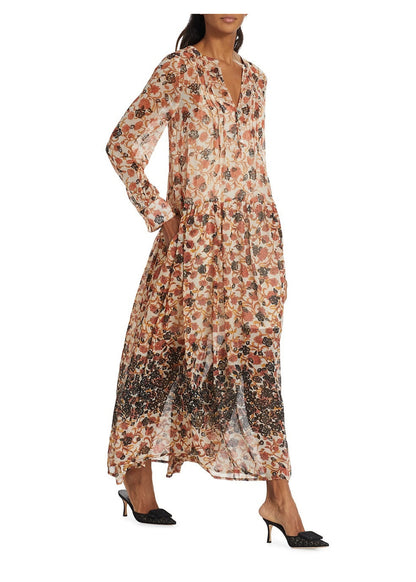 Free People Cream / multi See It Through lined floral Dress UK XS