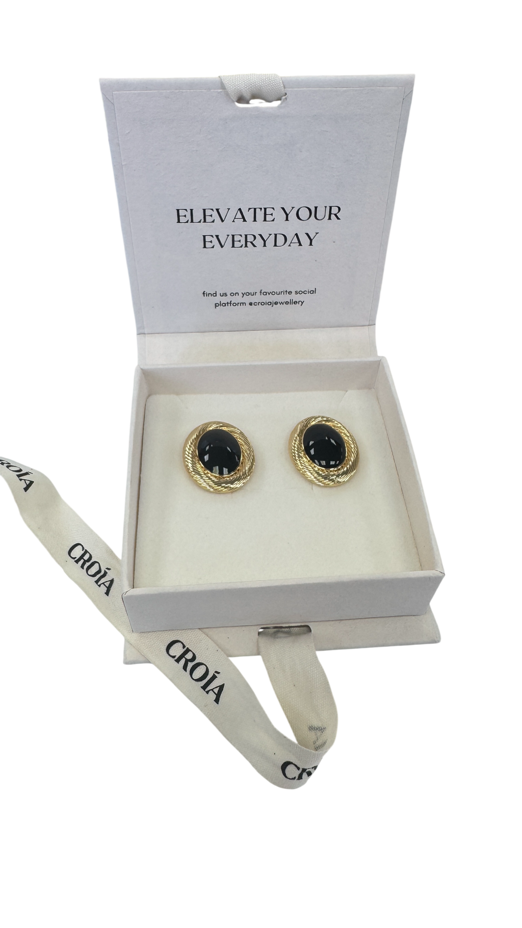 CROÍA Jewellery Yellow Gold  / Black Amie Earrings One Size