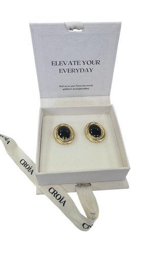 CROÍA Jewellery Yellow Gold  / Black Amie Earrings One Size