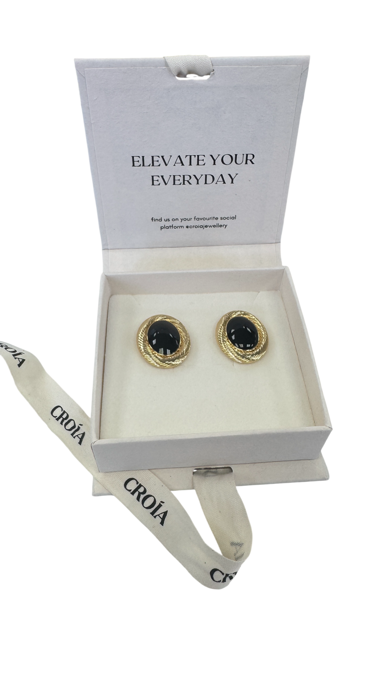 CROÍA Jewellery Yellow Gold  / Black Amie Earrings One Size