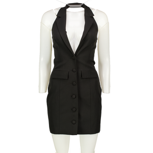 MESHKI Black Daniella Collared Halter Dress UK XS