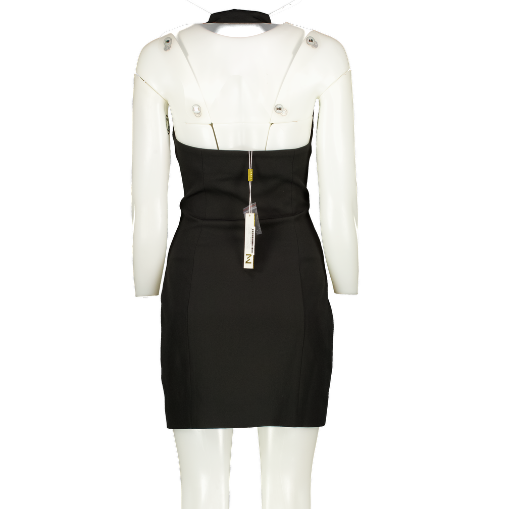 MESHKI Black Daniella Collared Halter Dress UK XS