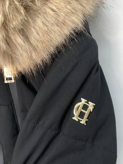 Holland Cooper Black / Gold Hg Logo Faux Fur Trim Hooded Snowsuit 12-18 Months
