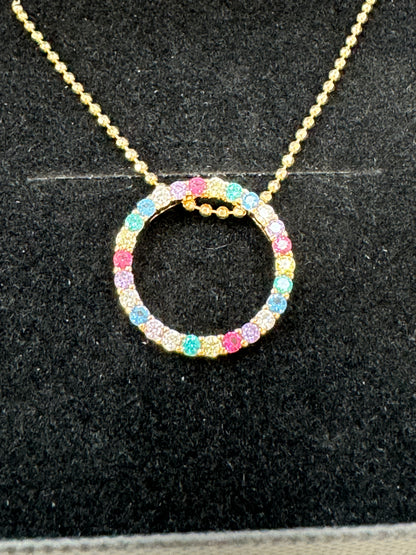 SIF JAKOBS Multicoloured 18k Gold Plated Biella Ring Charm Necklace