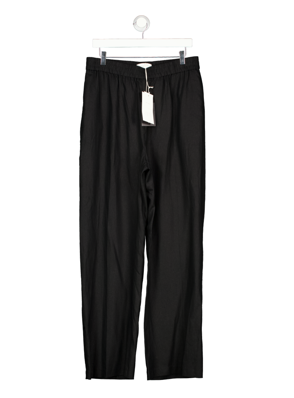 ZARA Black Straight Trousers With Linen UK XL