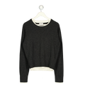 ARTLESS FOREVER Tove Layered Cashmere Crewneck In Charcoal Grey / Ivory UK L