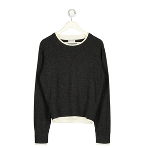 ARTLESS FOREVER Tove Layered Cashmere Crewneck In Charcoal Grey / Ivory UK L