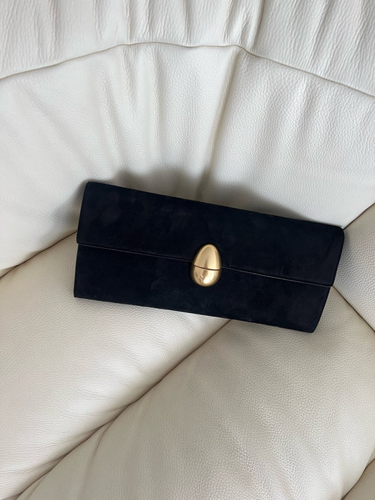 Neous Black Phoenix Suede Clutch with gold Hardware