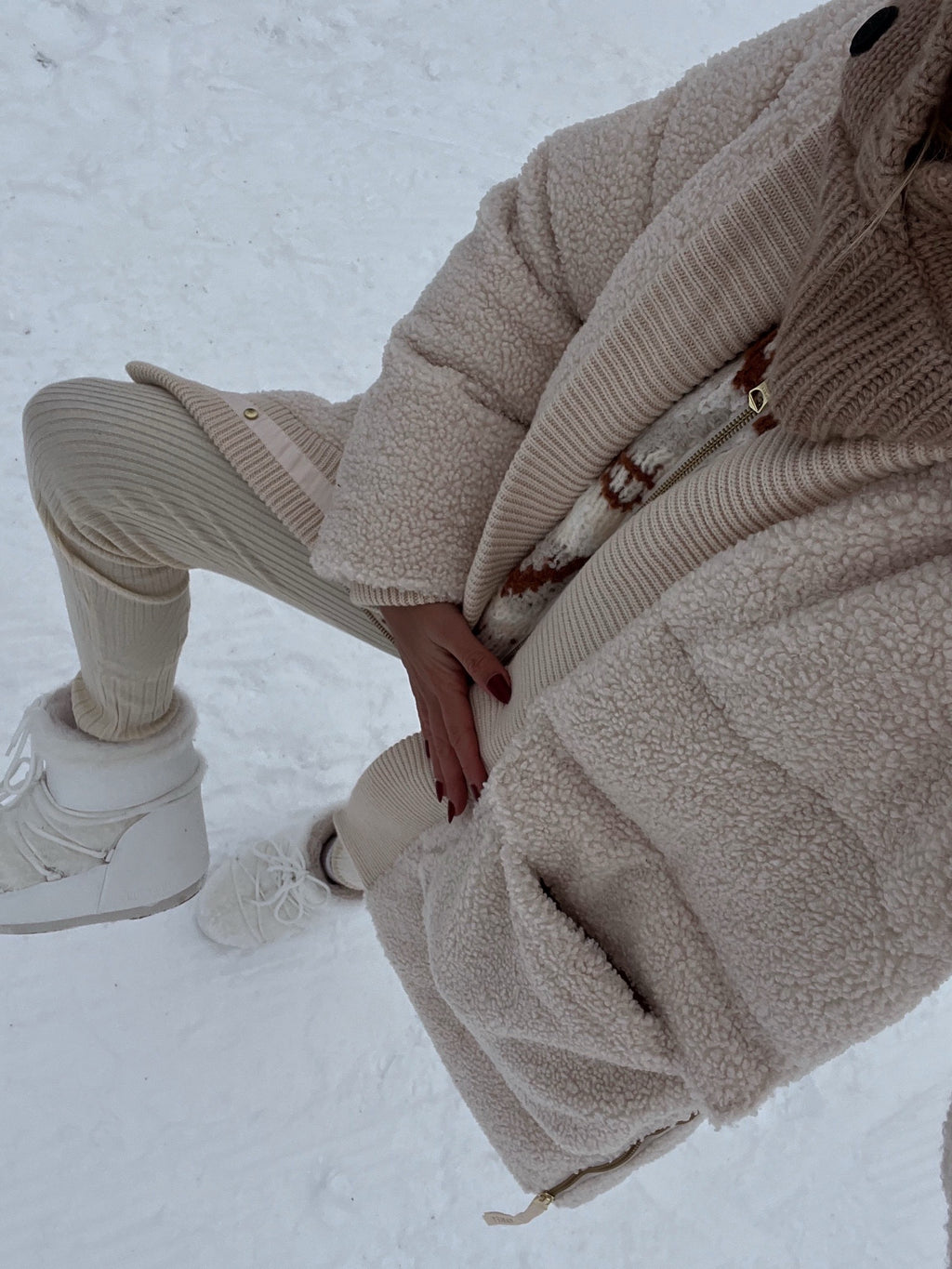 Varley Cream Wynn Sherpa Puffer Coat UK S