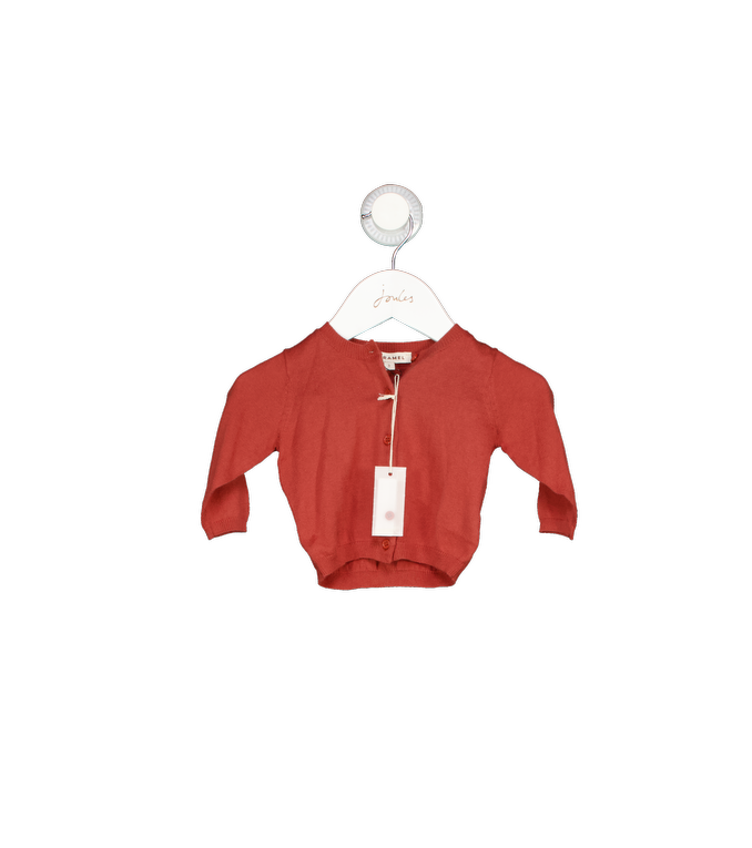 Caramel baby & child Rust Red 100% Fine Knit Cotton Cardigan 0-3 Months