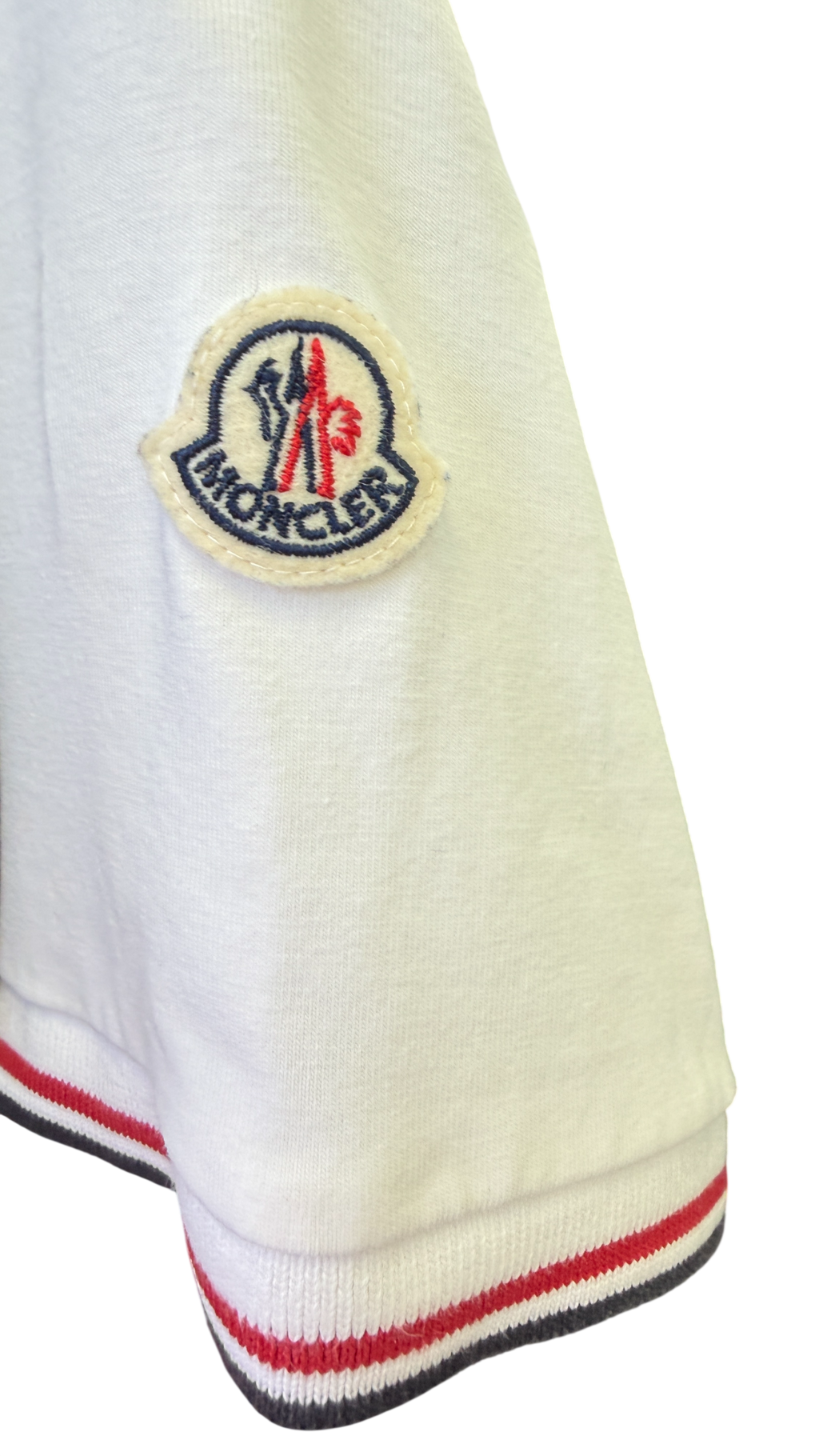 MONCLER White Tri-colour Trim Slim Fit T-shirt UK XS