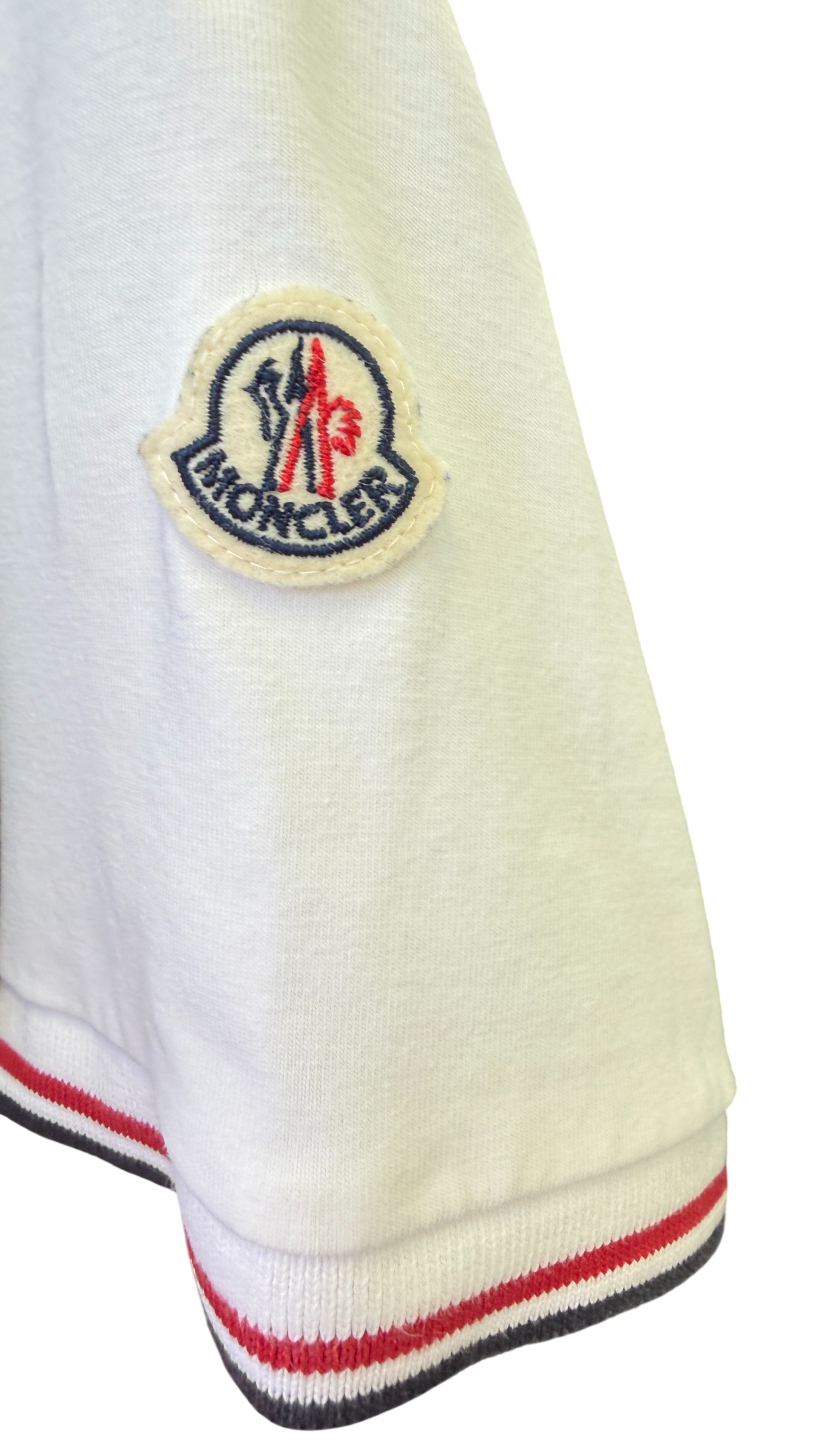 MONCLER White Tri-colour Trim Slim Fit T-shirt UK XS
