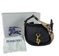 BURBERRY Black Mini B Clip Leather Messenger Bag