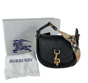 BURBERRY Black Mini B Clip Leather Messenger Bag