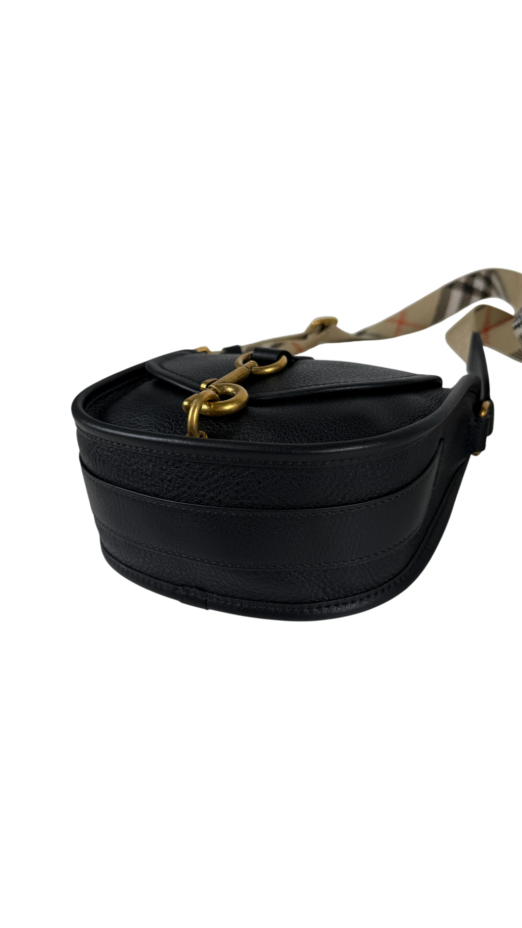 BURBERRY Black Mini B Clip Leather Messenger Bag