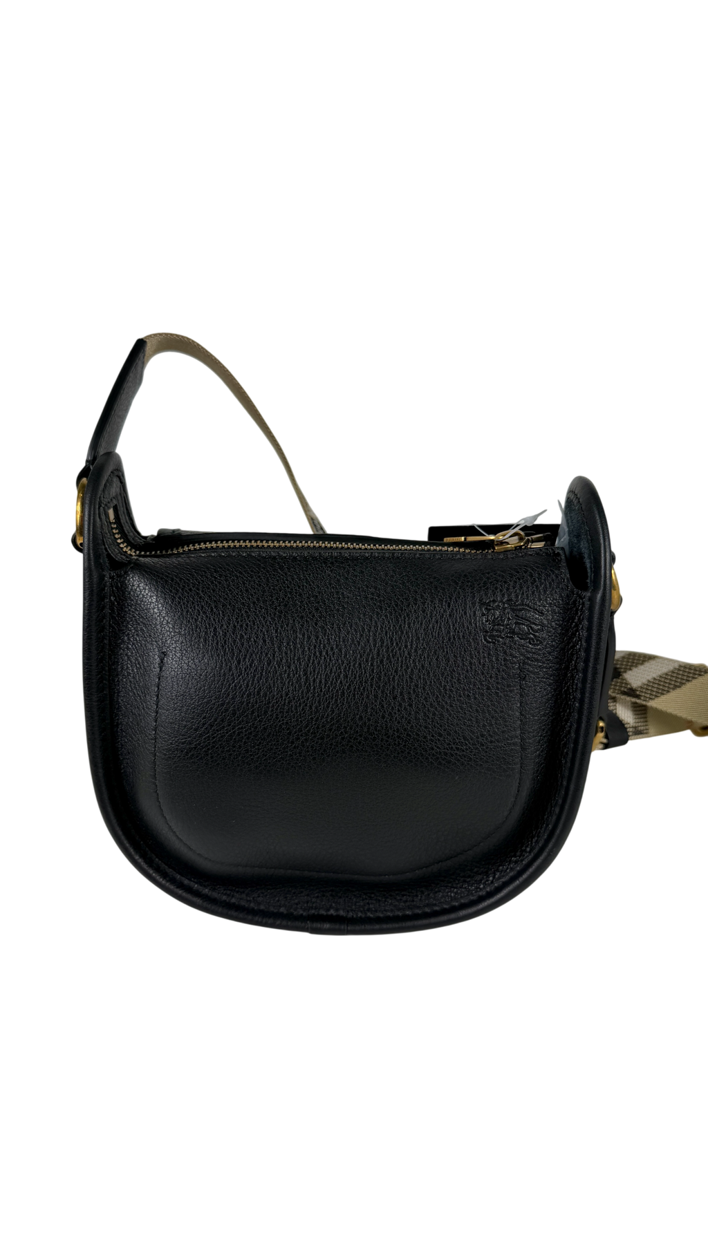 BURBERRY Black Mini B Clip Leather Messenger Bag