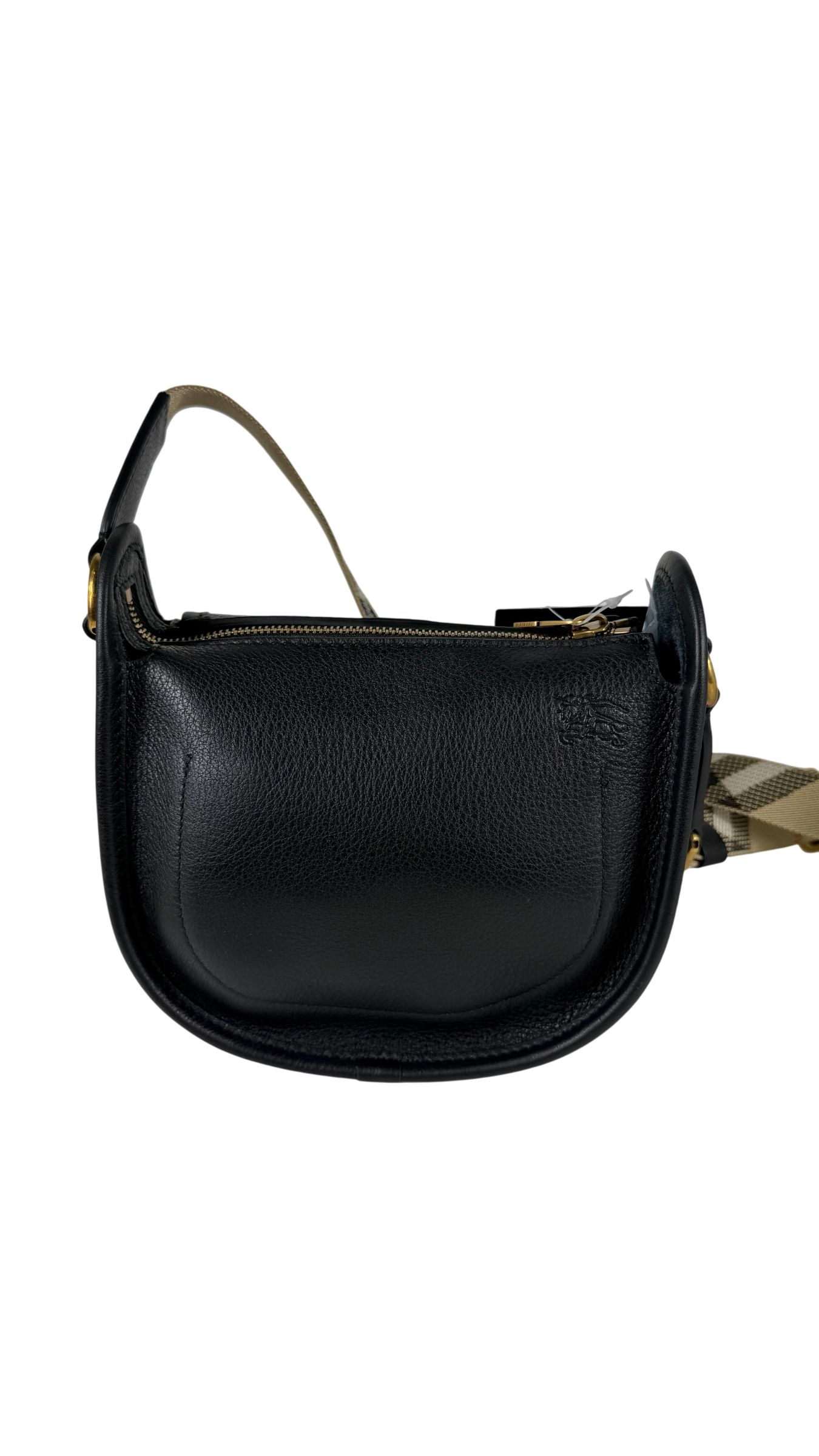 BURBERRY Black Mini B Clip Leather Messenger Bag