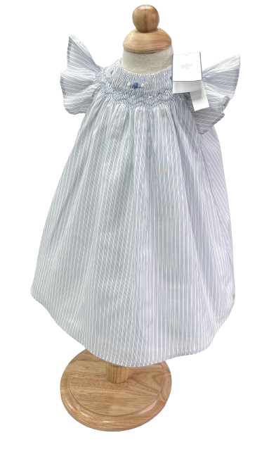 Tartine et Chocolat Blue Lavande Striped Embroidered Smocked Dress 0-3 Months