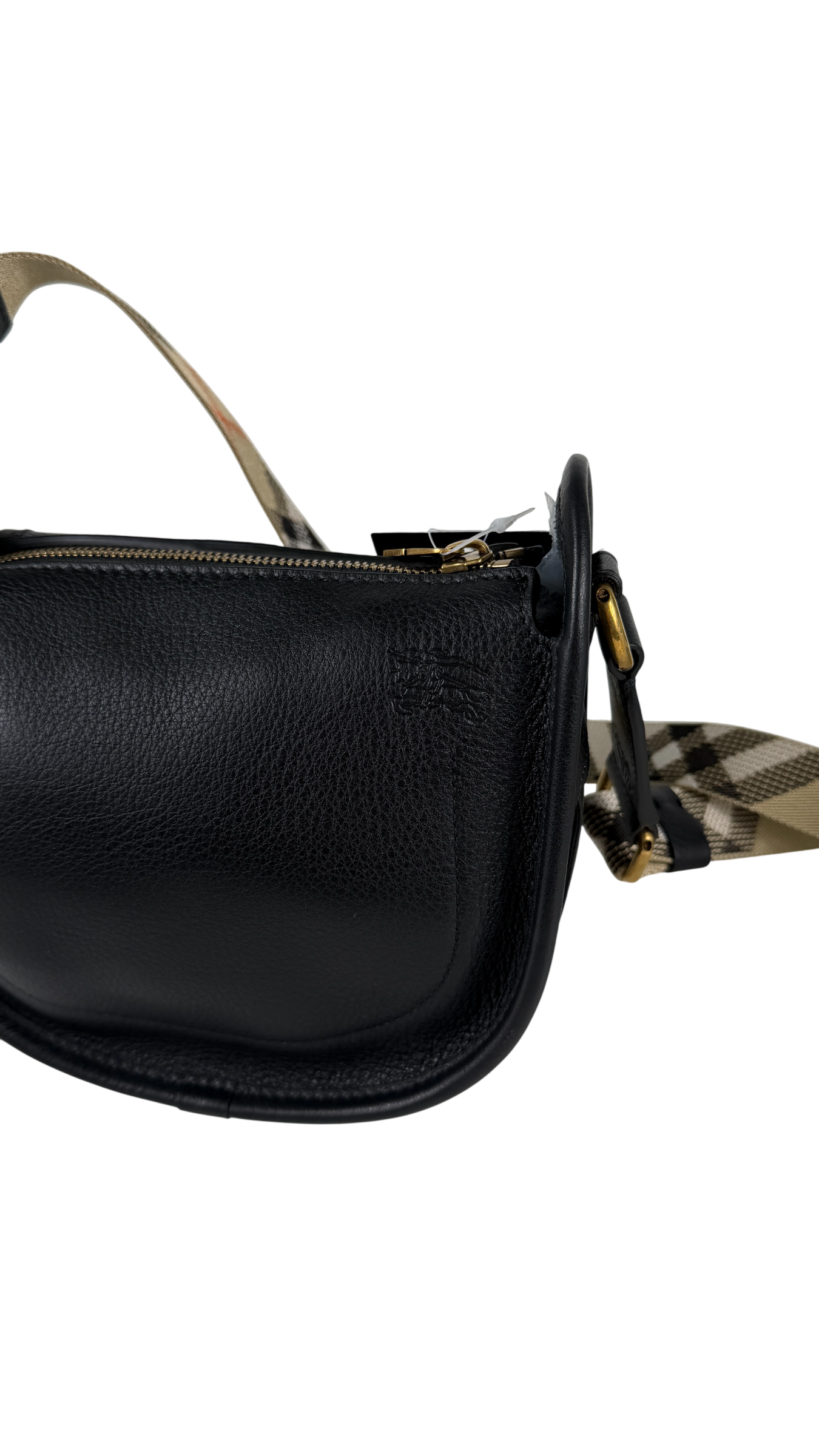 BURBERRY Black Mini B Clip Leather Messenger Bag