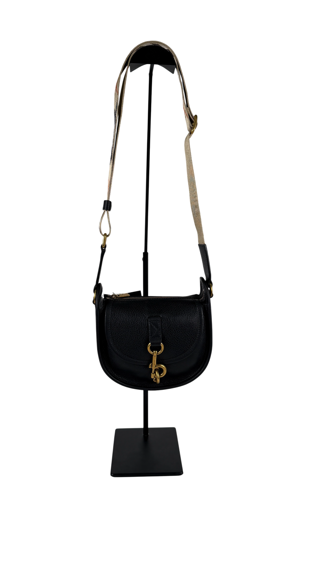 BURBERRY Black Mini B Clip Leather Messenger Bag