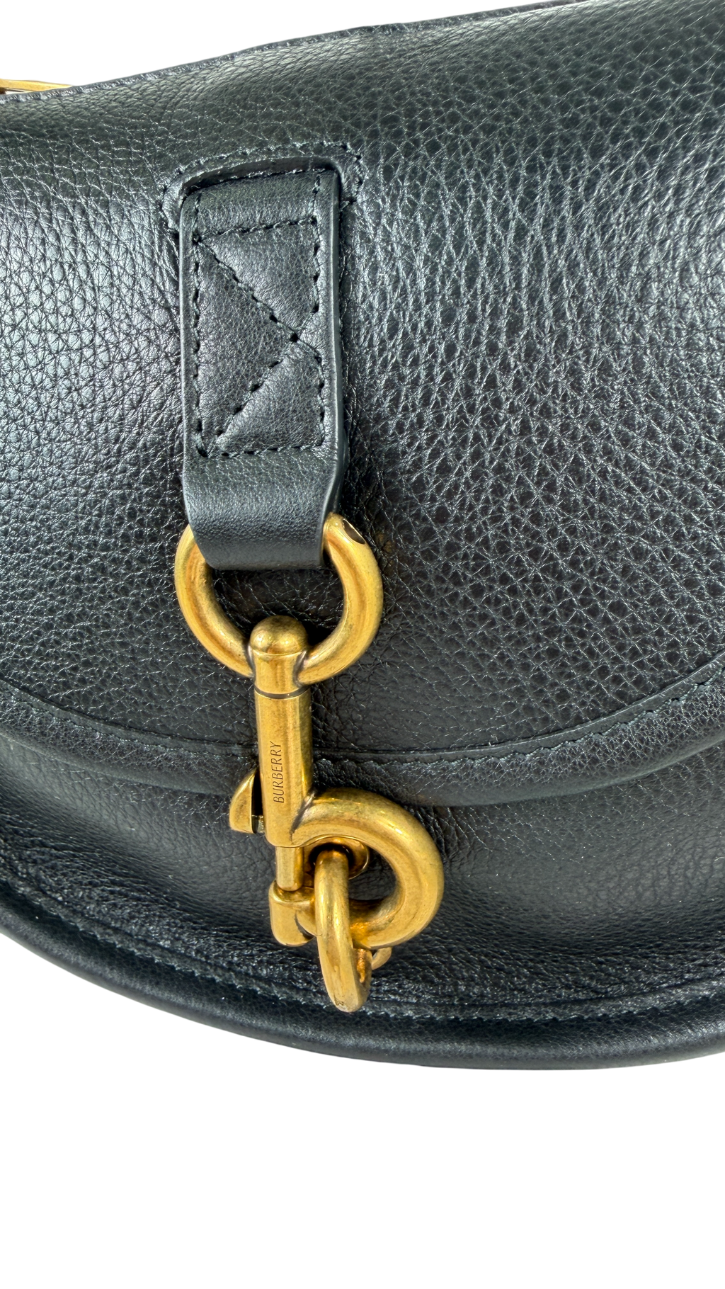 BURBERRY Black Mini B Clip Leather Messenger Bag