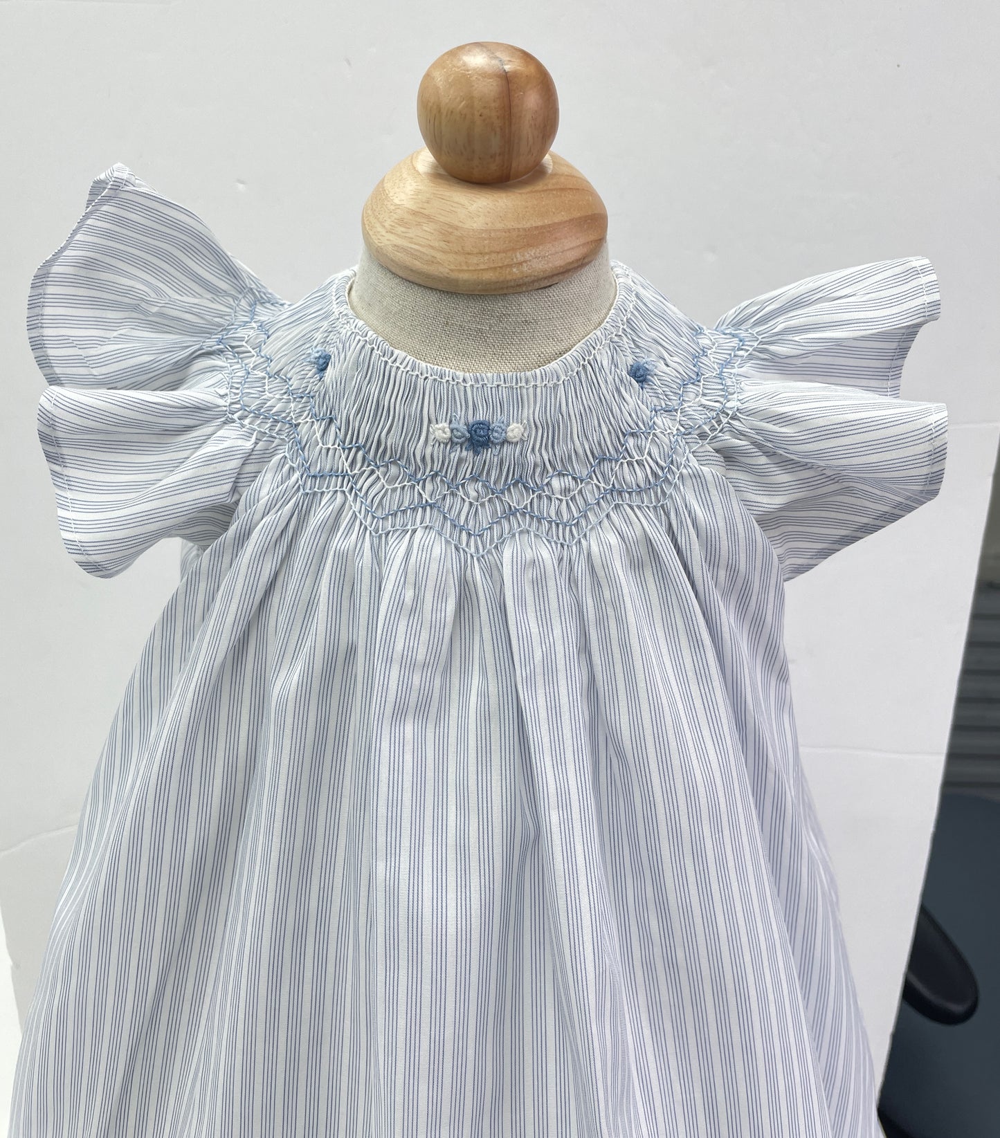 Tartine et Chocolat Blue Lavande Striped Embroidered Smocked Dress 0-3 Months