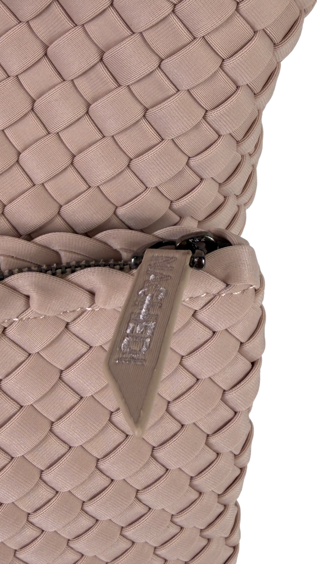 NAGHEDI Shell Pink Woven Neoprene St. Barths Petit Tote Bag With Strap And Pouch