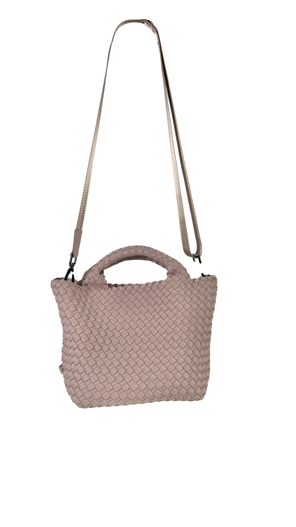 NAGHEDI Shell Pink Woven Neoprene St. Barths Petit Tote Bag With Strap And Pouch