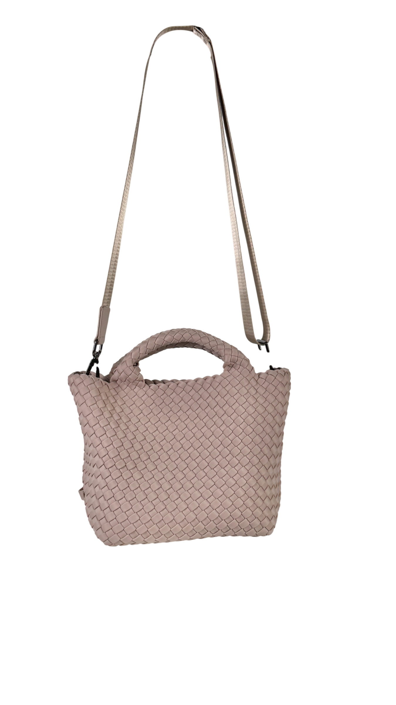 NAGHEDI Shell Pink Woven Neoprene St. Barths Petit Tote Bag With Strap And Pouch