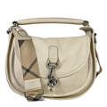BURBERRY Soap Beige Leather / Antique Silver Medium B Clip Messenger Bag