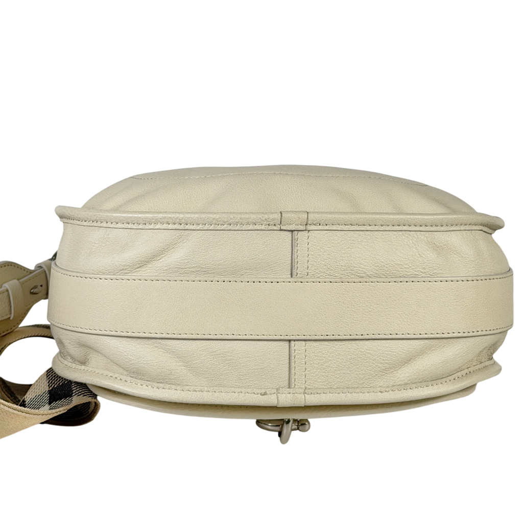 BURBERRY Soap Beige Leather / Antique Silver Medium B Clip Messenger Bag