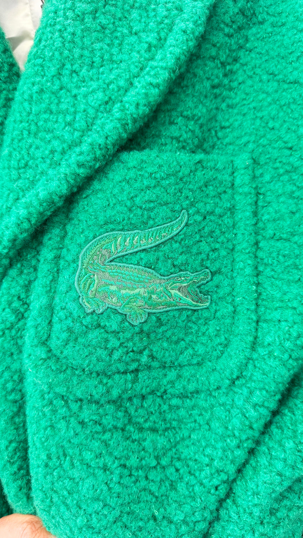 LACOSTE Green Virgin Wool-blend Sherpa Fleece Coat UK S
