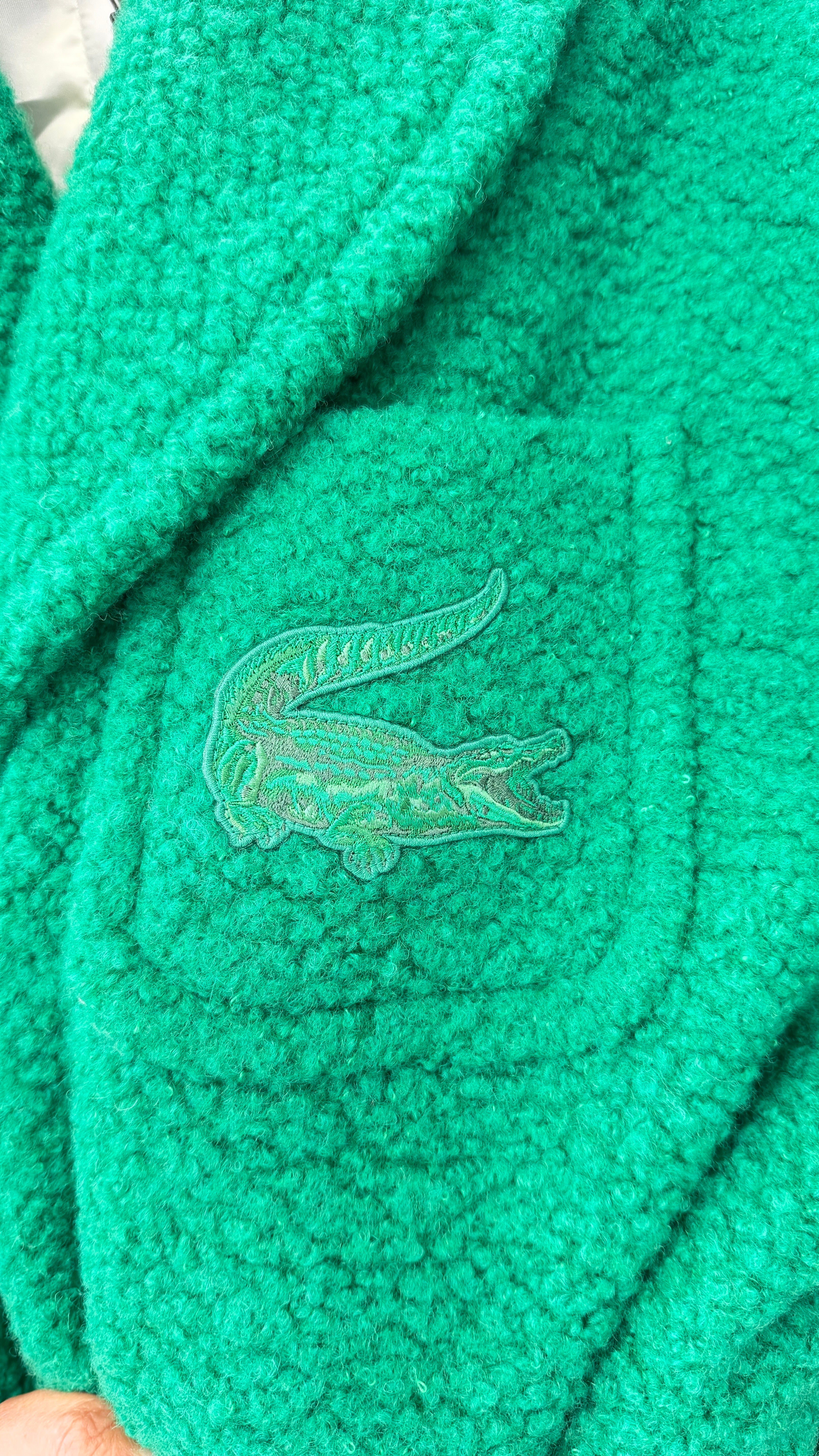 LACOSTE Green Virgin Wool-blend Sherpa Fleece Coat UK S