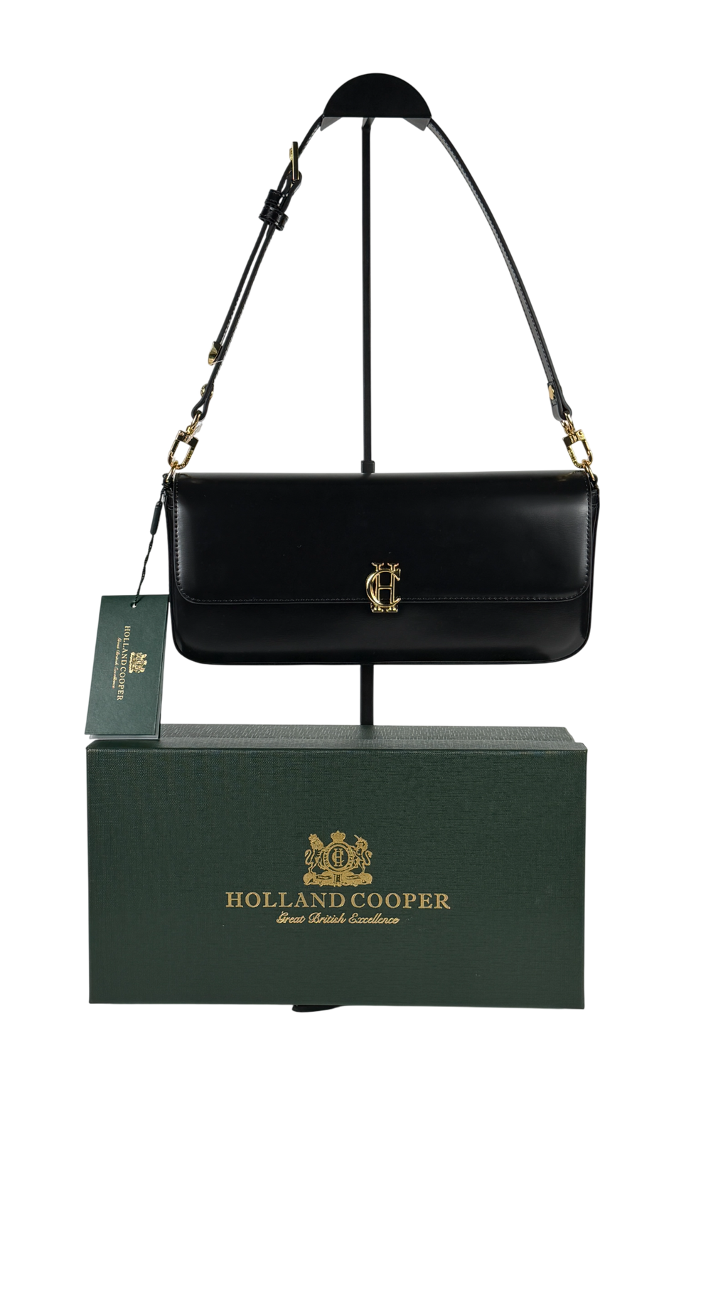 HOLLAND COOPER Marais Shoulder Bag Black Leather