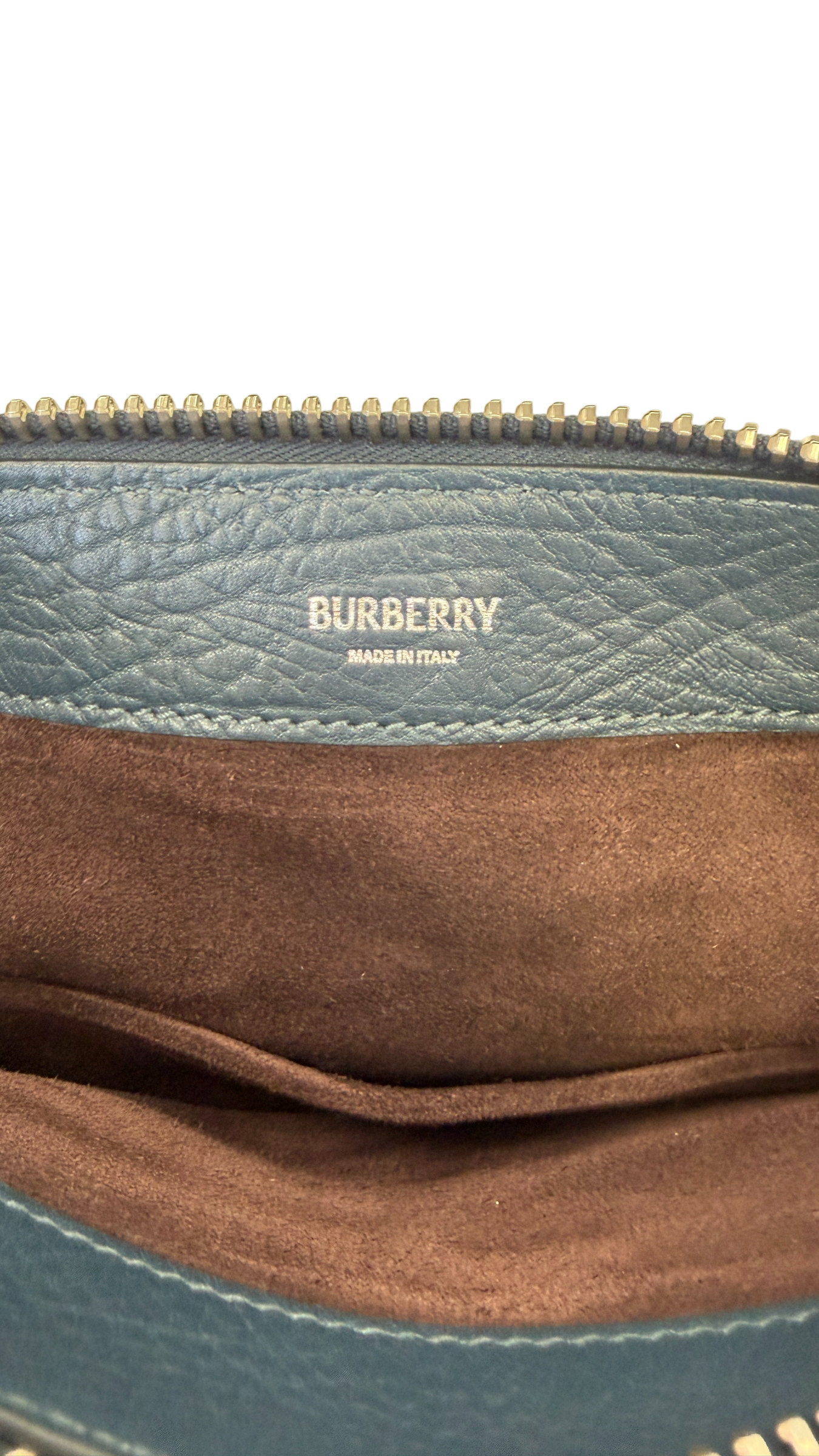 BURBERRY Dark Blue Medium Pebbled Knight Leather Shoulder Bag