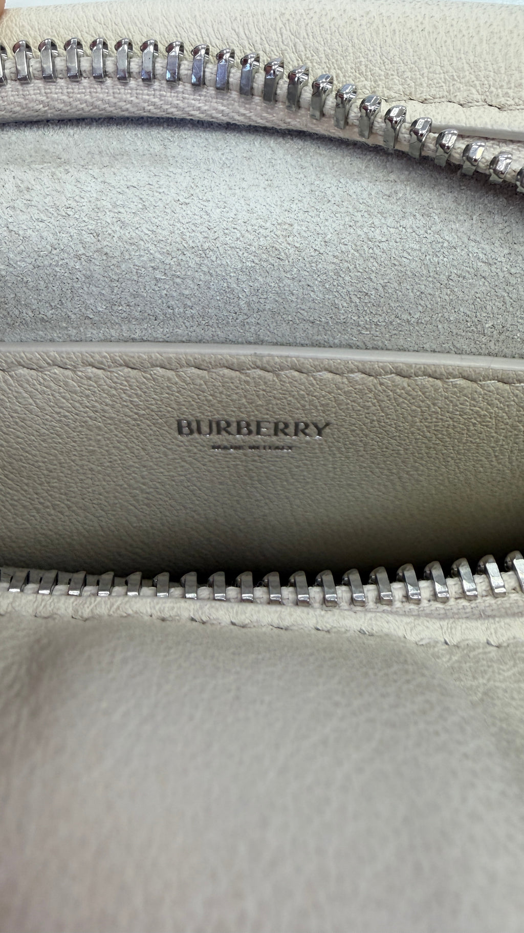 BURBERRY Soap Beige Leather / Antique Silver Medium B Clip Messenger Bag