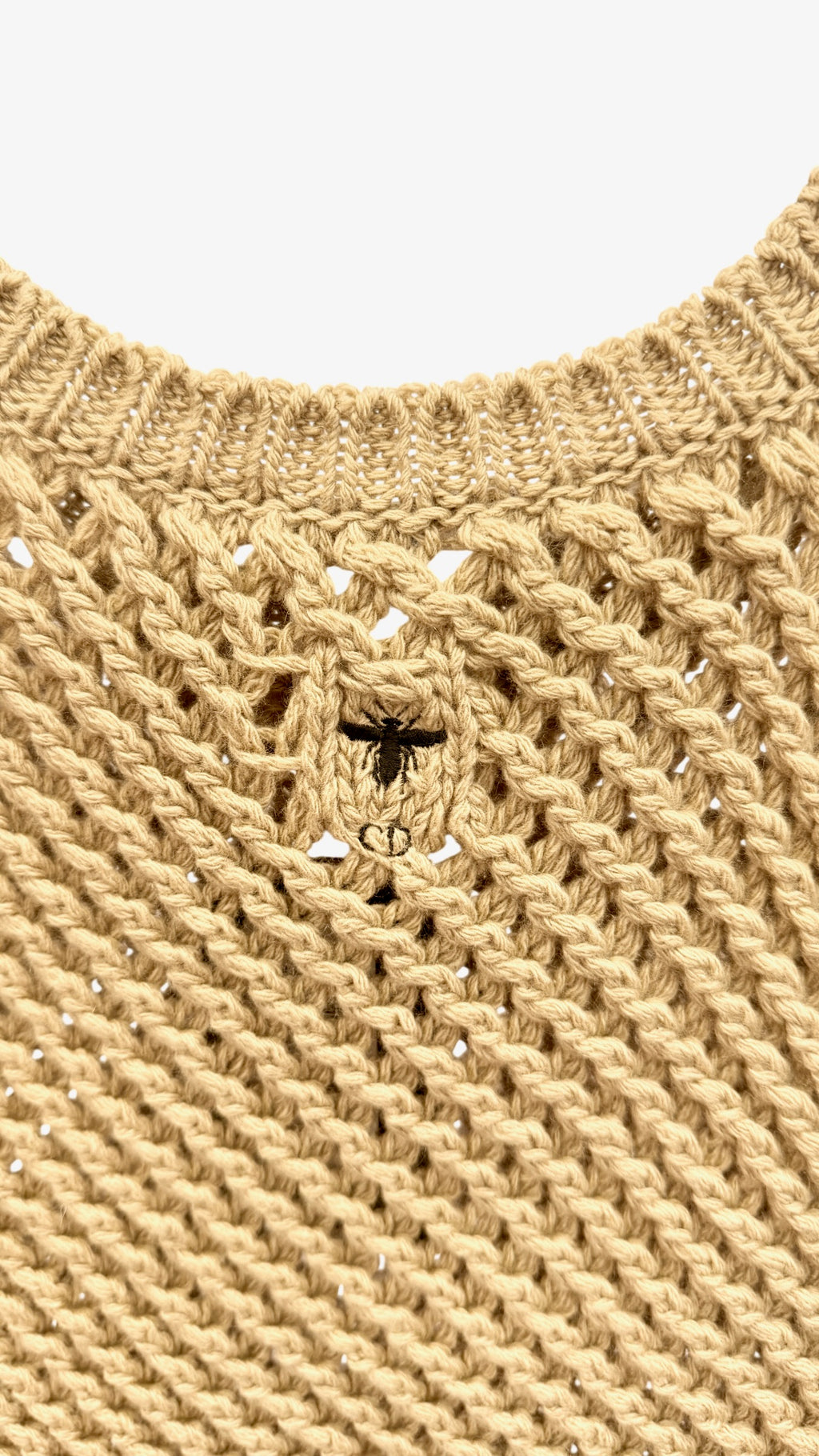 CHRISTIAN DIOR Beige 100% Cashmere Knitted Sleeveless Sweater UK 8