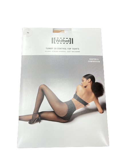 Wolford Luxury Nude Tummy 20 Control Top Tights UK XS