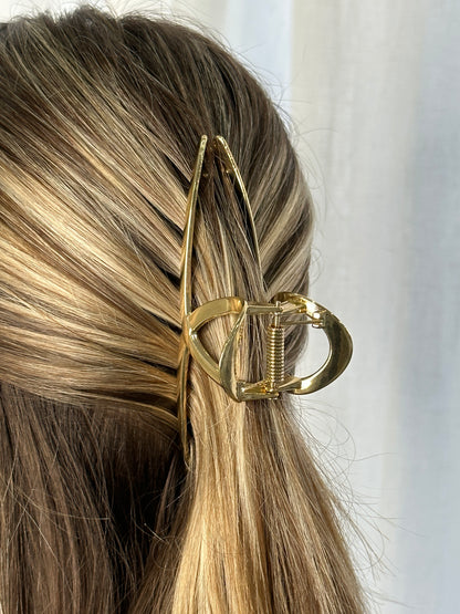 Metallic Gold Metal Hair Claw Clip One Size