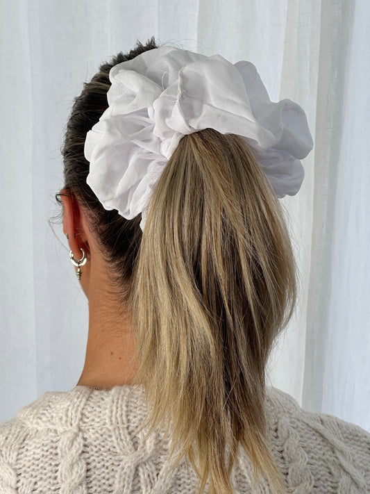 White Ruched Oversized Scrunchie One Size