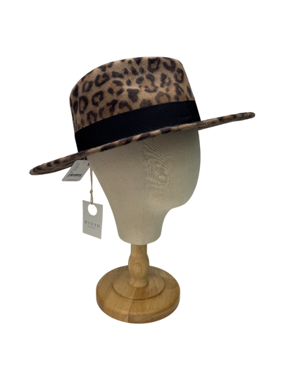 WYETH Brown 100% Wool Carmen Leopard Print Hat One Size