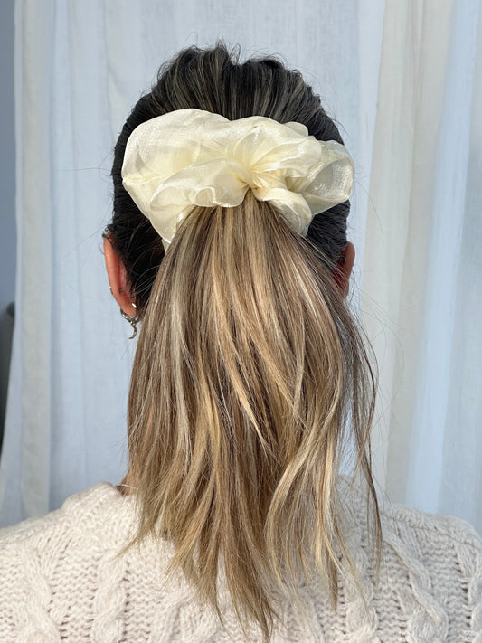 Cream Ivory Organza Oversize Hair Scrunchie One Size