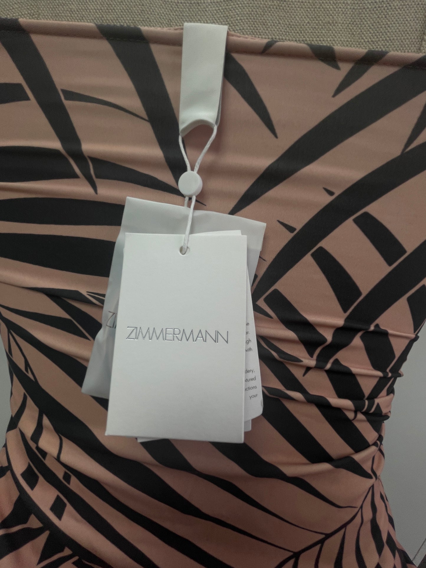 Zimmermann Nude Sculpt Link Ruched Zebra-print Bandeau Swimsuit With Detachable Straps Included BNWT UK 8
