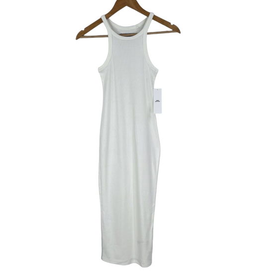 Urban Outfitters White Ribbed Sleeveless Midi Dress UK XL